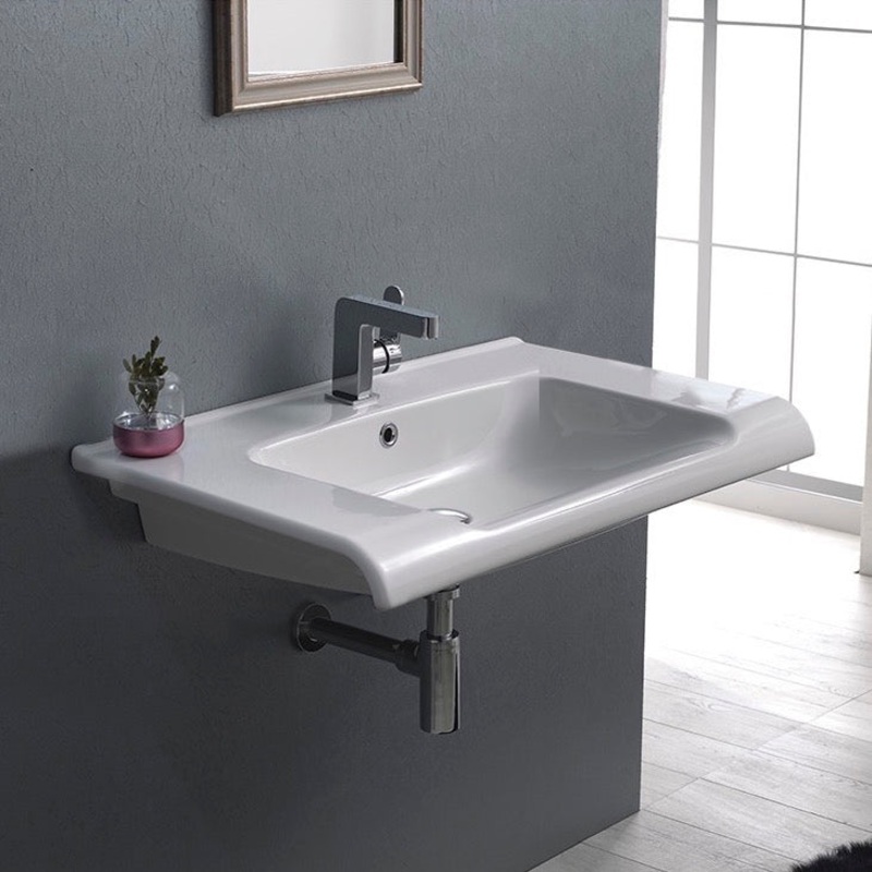 Anova Rectangle White Ceramic Wall Mounted or Drop In Sink HX534490450
