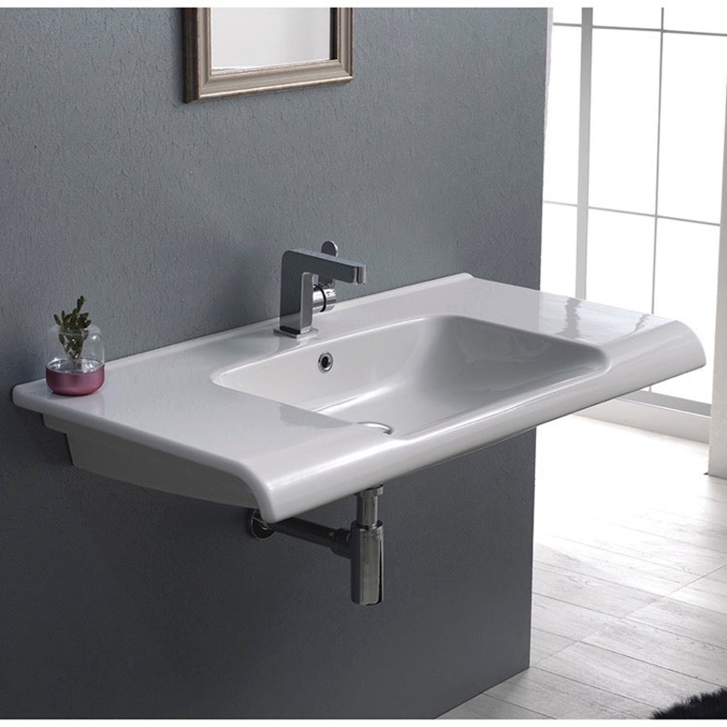 Anova Rectangle White Ceramic Wall Mounted or Drop In Sink HX534490454