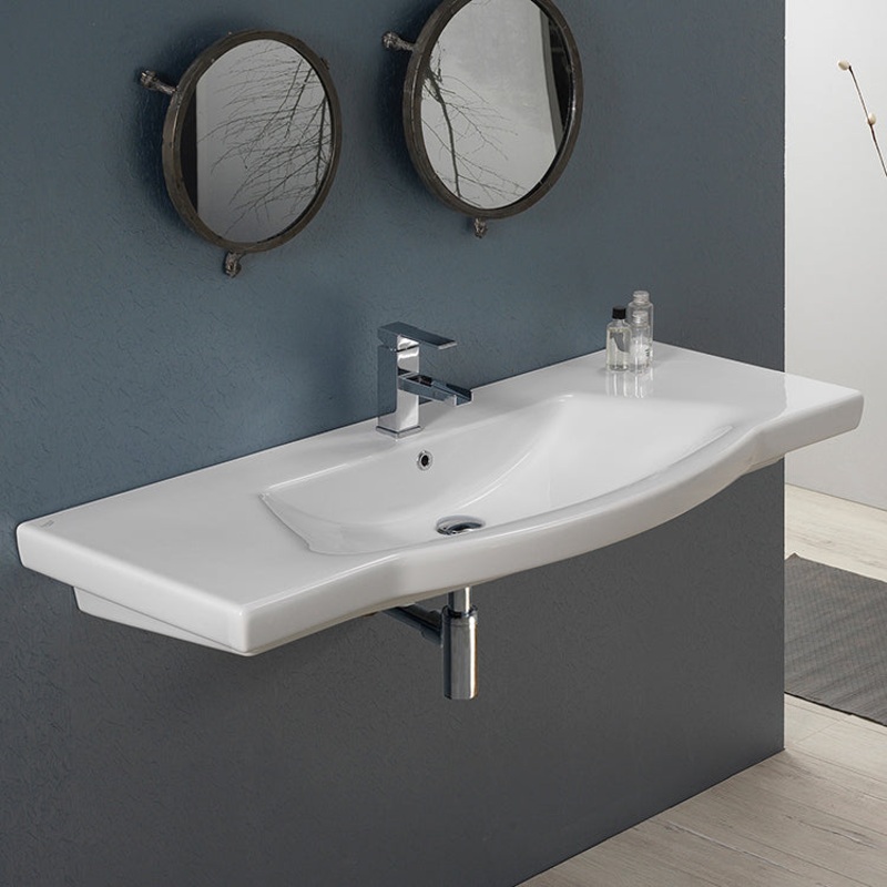 Argona Rectangle White Ceramic Wall Mounted or Drop In Sink HX534490451