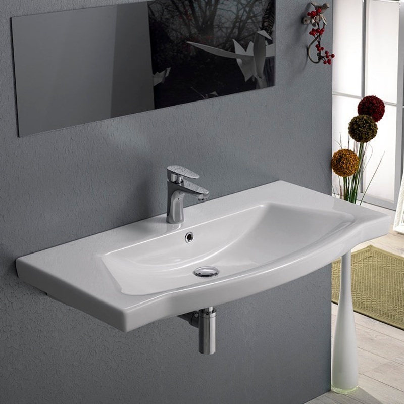 Argona Rectangle White Ceramic Wall Mounted or Drop In Sink HX534490462