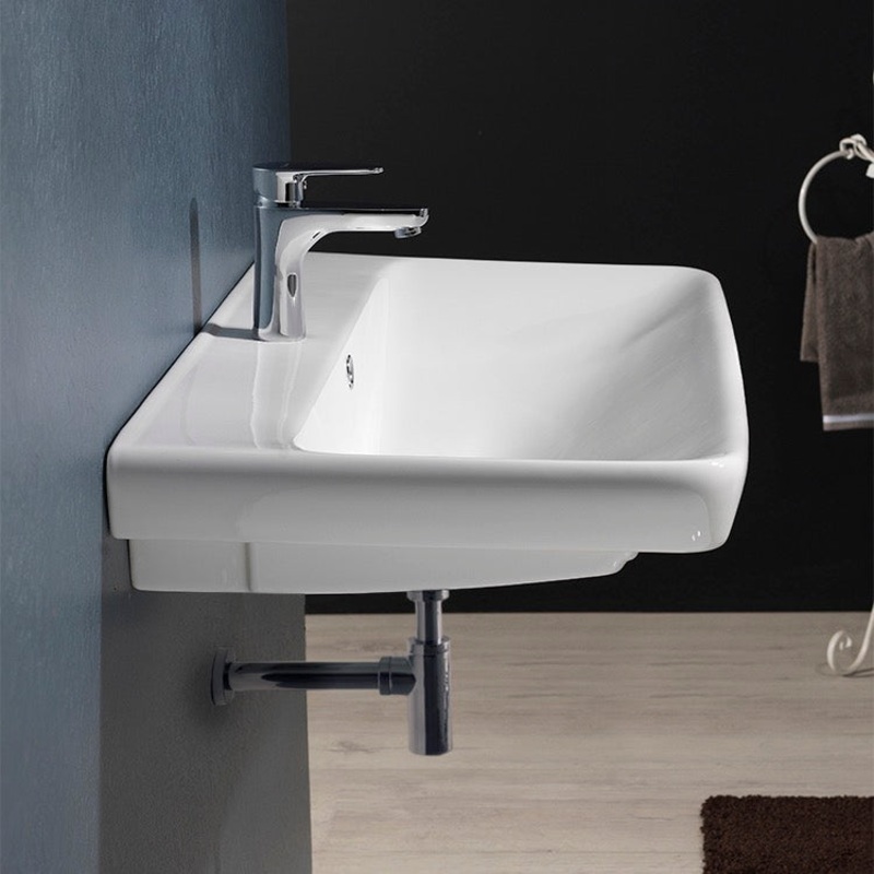 Belo Rectangle White Ceramic Wall Mounted or Drop In Sink HX534490466