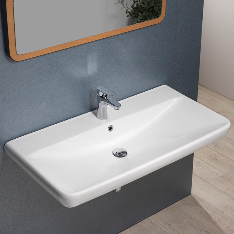 Belo Rectangle White Ceramic Wall Mounted or Drop In Sink HX534490490