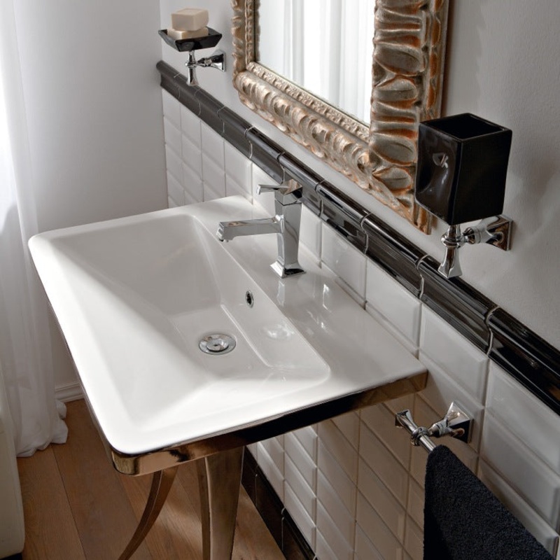 Butterfly Rectangular White Ceramic Wall Mounted or Vessel Sink HX534490468