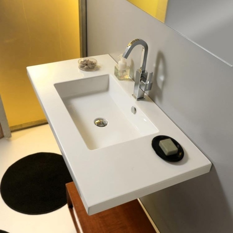 Mars Rectangular White Ceramic Wall Mounted or Drop In Sink HX534490501