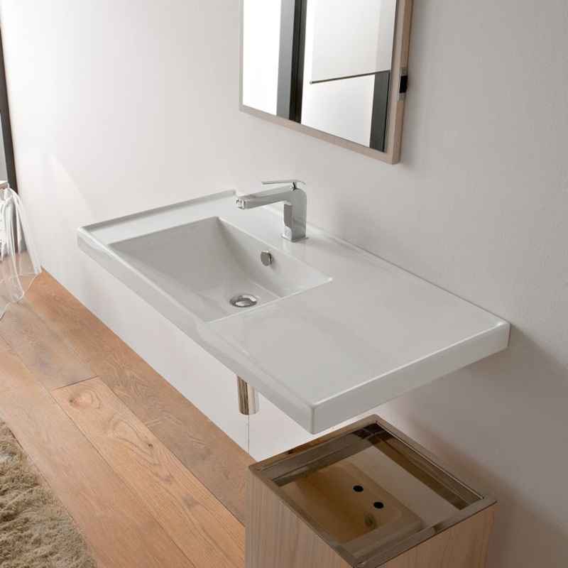 ML Rectangular White Ceramic Drop In or Wall Mounted Bathroom Sink HX534490500