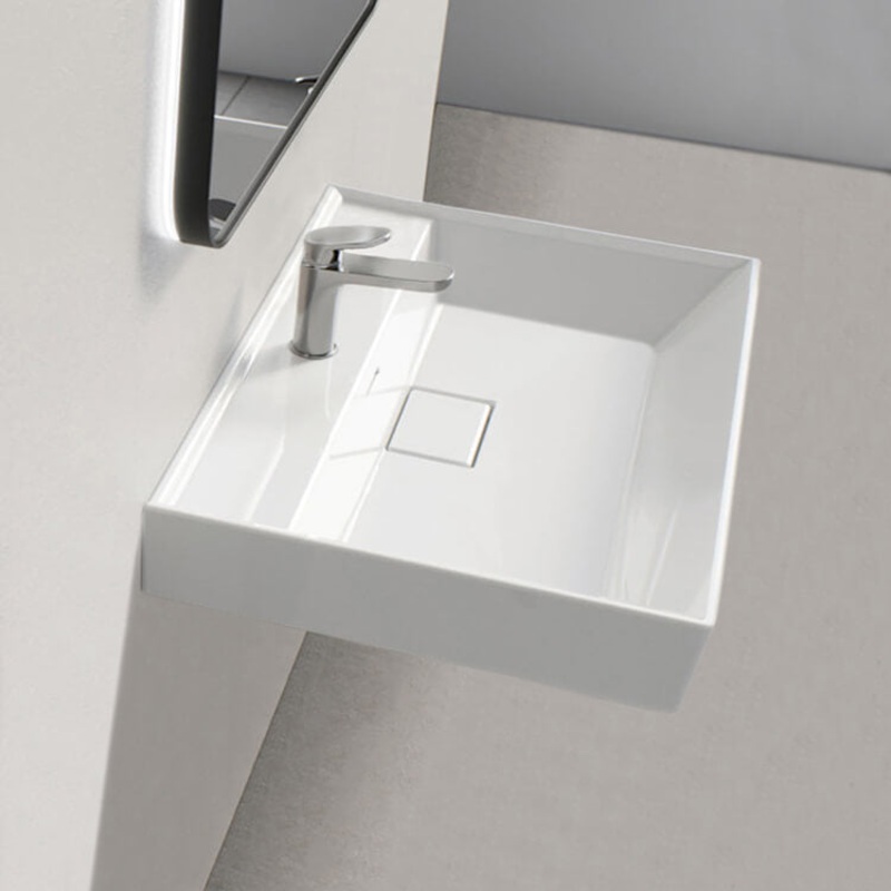 Sharp Square White Ceramic Wall Mounted or Drop In Sink HX534490492