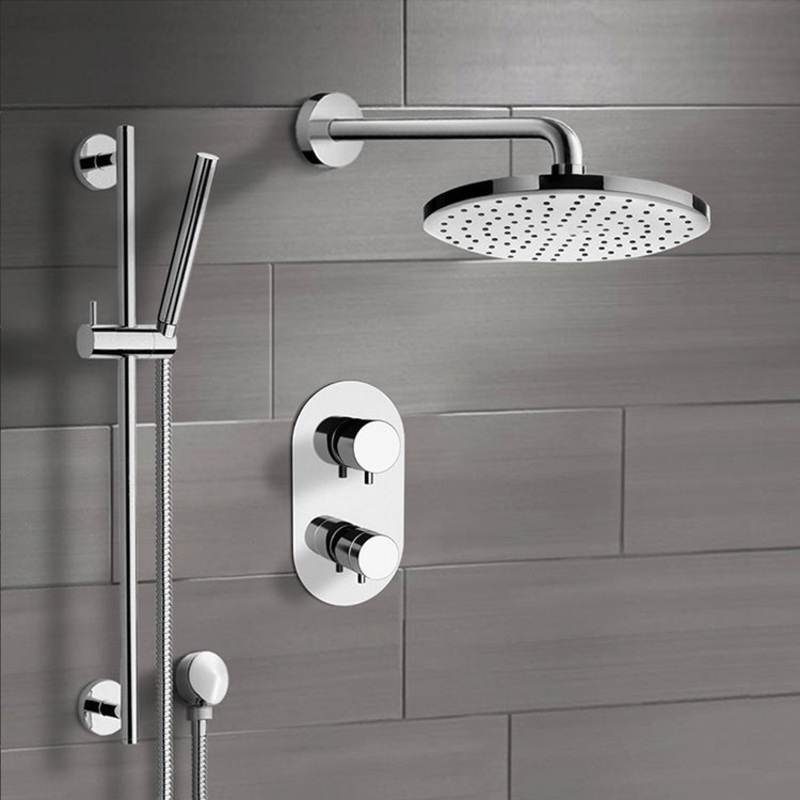 Galiano Chrome Thermostatic Shower System with 8 Rain Shower Head and Hand Shower HX534488861