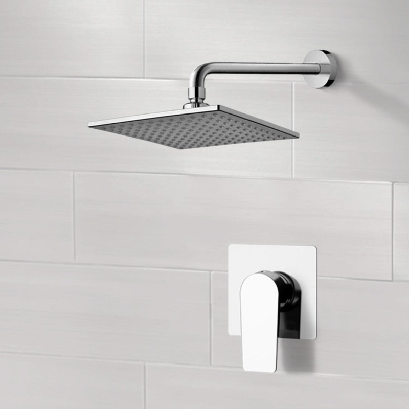 Mario Chrome Shower Faucet Set with 8 Rain Shower Head HX534488825