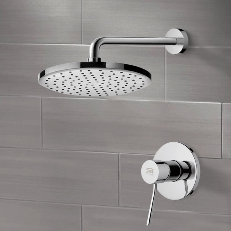 Mario Chrome Shower Faucet Set with 8 Rain Shower Head HX534488841