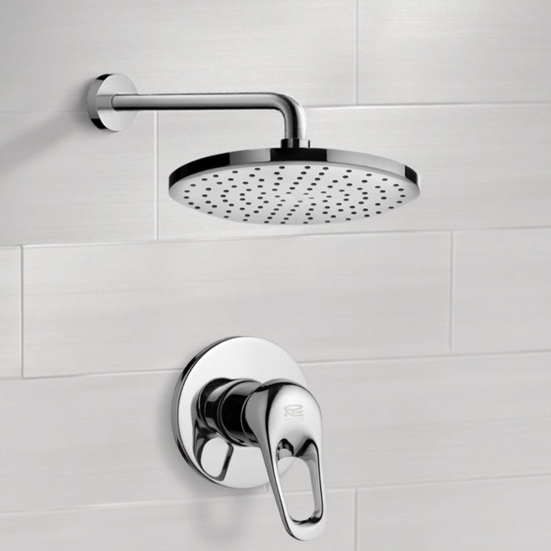 Mario Chrome Shower Faucet Set with 8 Rain Shower Head HX534488844