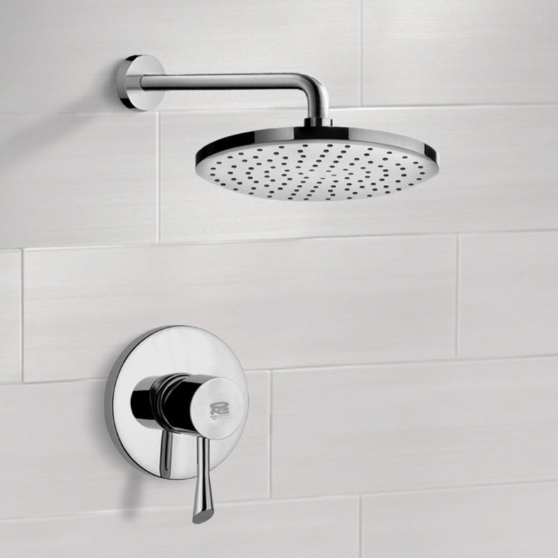 Mario Chrome Shower Faucet Set with 8 Rain Shower Head HX534488856