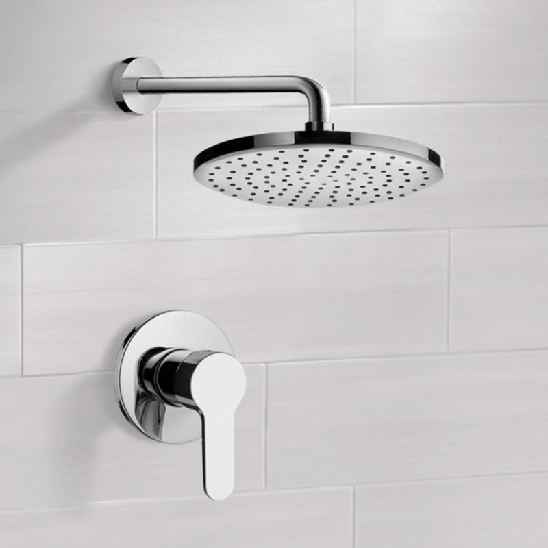 Mario Chrome Shower Faucet Set with 8 Rain Shower Head HX534488865