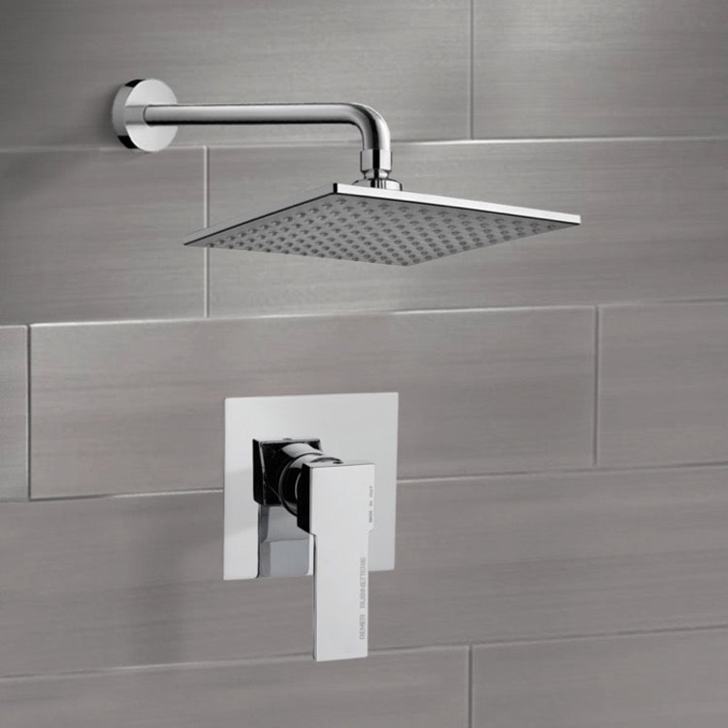 Mario Chrome Shower Faucet Set with 8 Rain Shower Head HX534488873