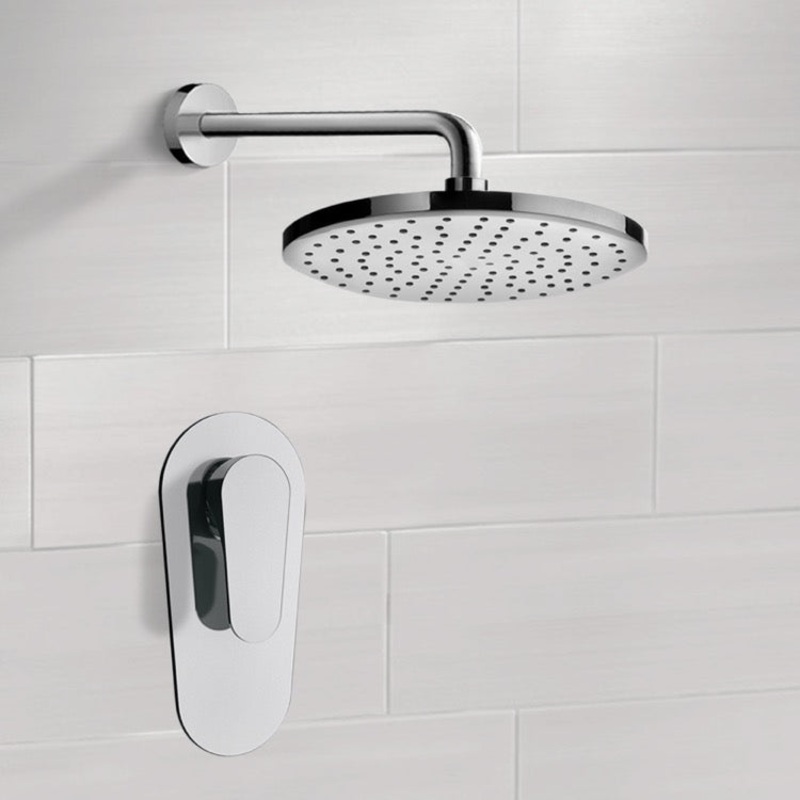 Mario Chrome Shower Faucet Set with 8 Rain Shower Head HX534488898