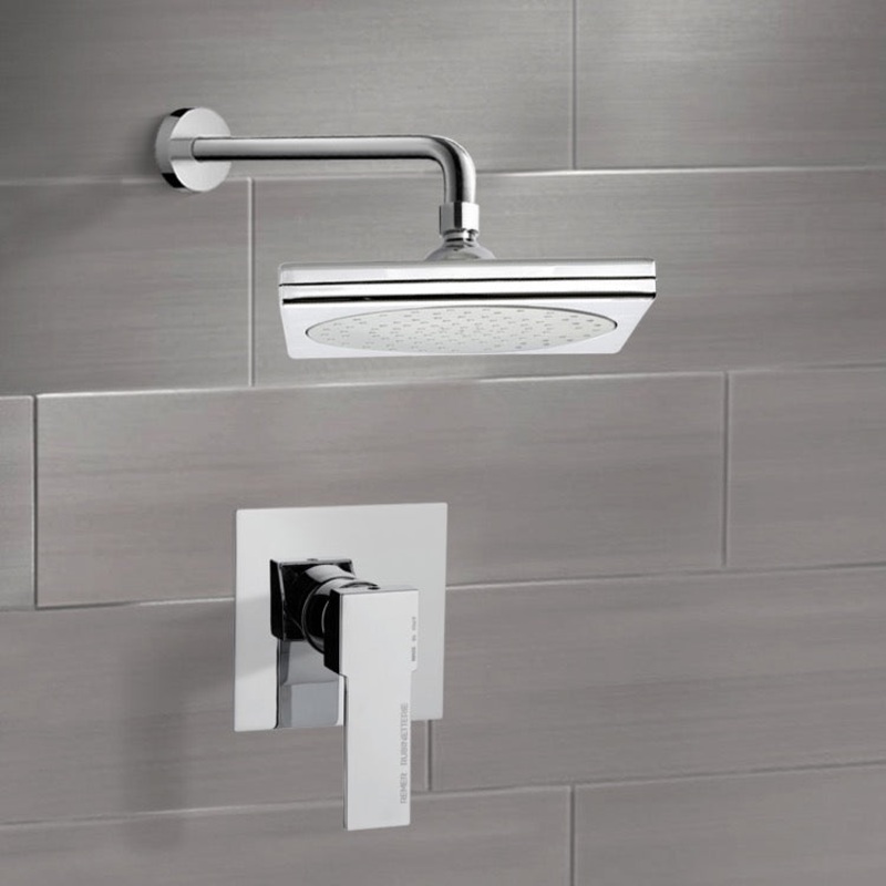 Mario Chrome Shower Faucet Set with 9 Rain Shower Head HX534488794