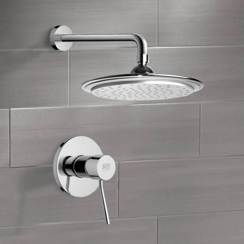 Mario Chrome Shower Faucet Set with 9 Rain Shower Head HX534488805