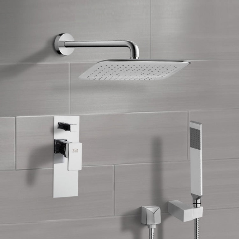 Orsino Chrome Shower System with 14 Rain Shower Head and Hand Shower HX534488897