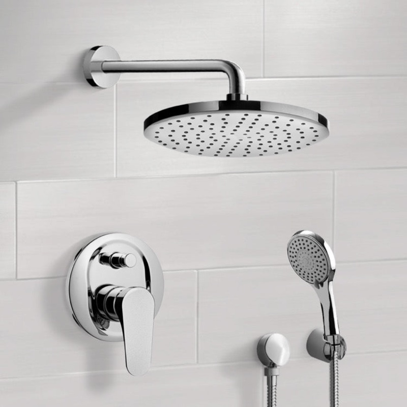 Orsino Chrome Shower System with 8 Rain Shower Head and Hand Shower HX534488876
