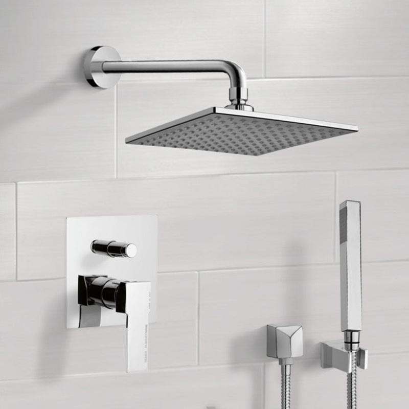 Orsino Chrome Shower System with 8 Rain Shower Head and Hand Shower HX534488895