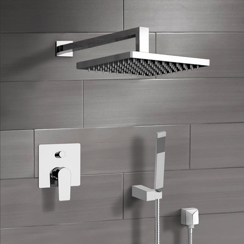 Orsino Chrome Shower System with 8 Rain Shower Head and Hand Shower HX534488901