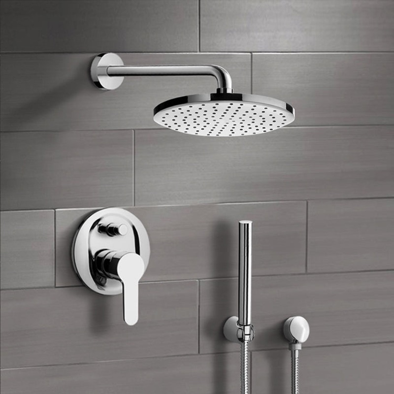 Orsino Chrome Shower System with 8 Rain Shower Head and Hand Shower HX534488902
