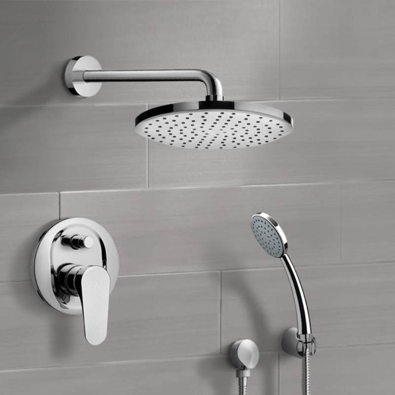 Orsino Chrome Shower System with 8 Rain Shower Head and Hand ShowerOrsino Chrome Shower System with 8 Rain Shower Head and Hand Shower