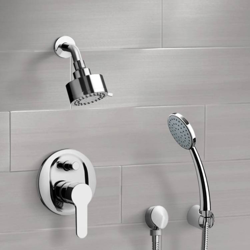 Orsino Chrome Shower System with Multi Function Shower Head and Hand Shower HX534488887