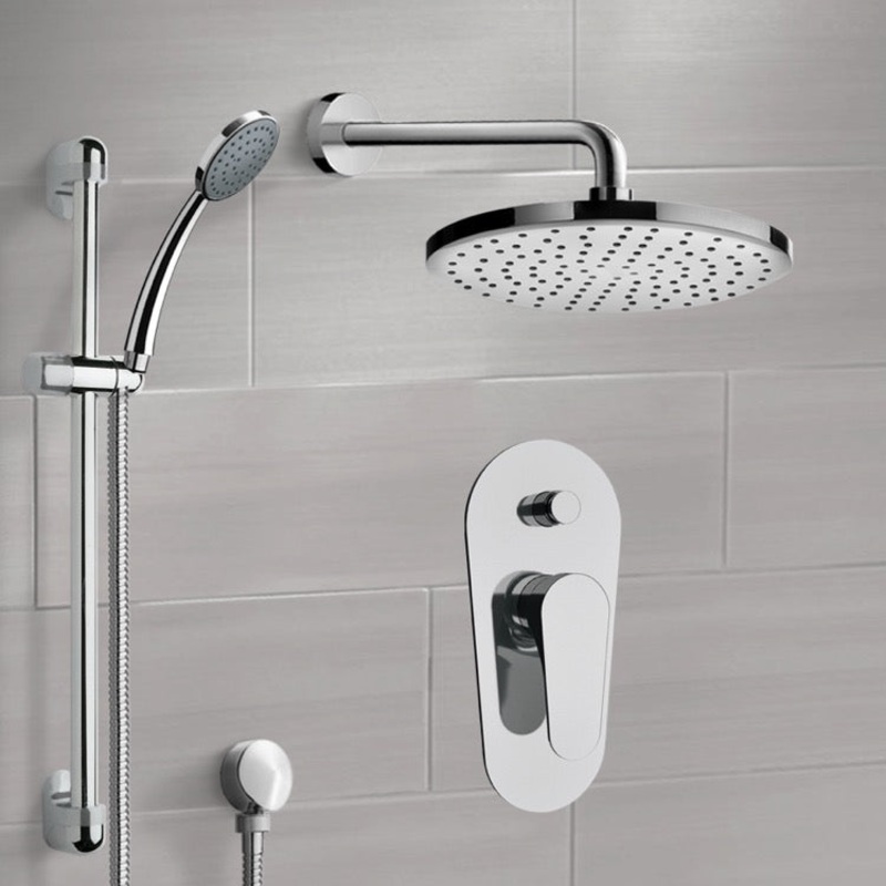 Rendino Chrome Shower System with 8 Rain Shower Head and Hand Shower HX534488885