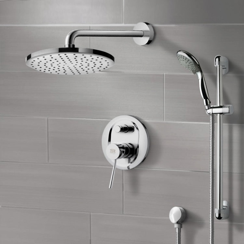 Rendino Chrome Shower System with 8 Rain Shower Head and Hand Shower HX534488890