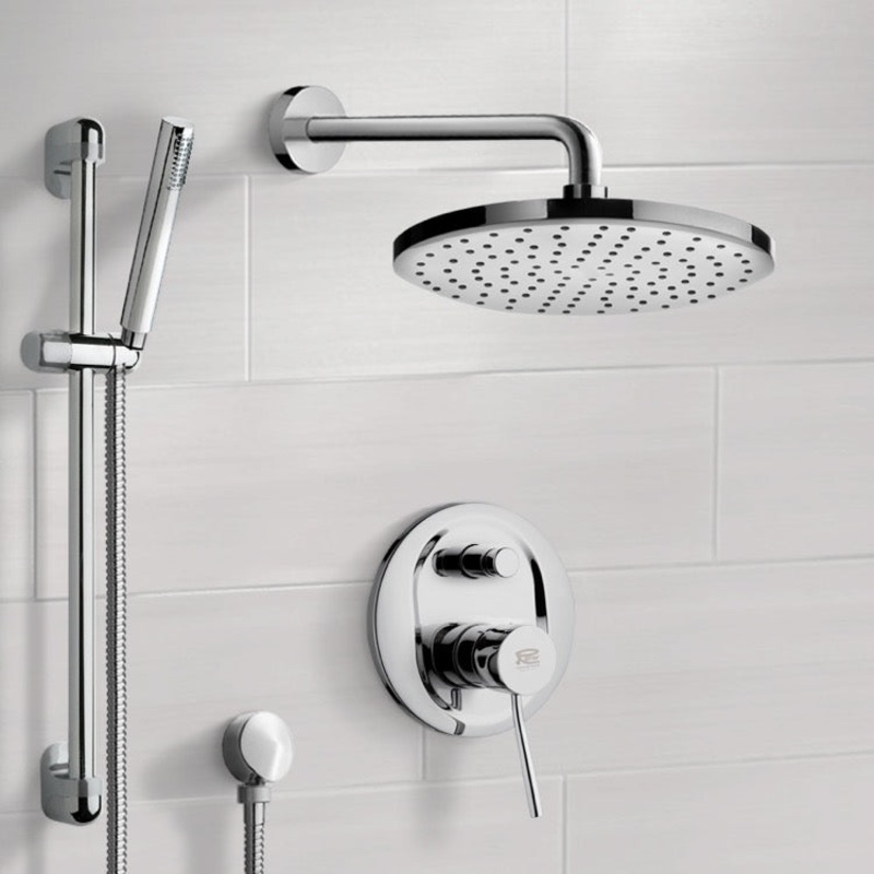 Rendino Chrome Shower System with 8 Rain Shower Head and Hand Shower HX534488896