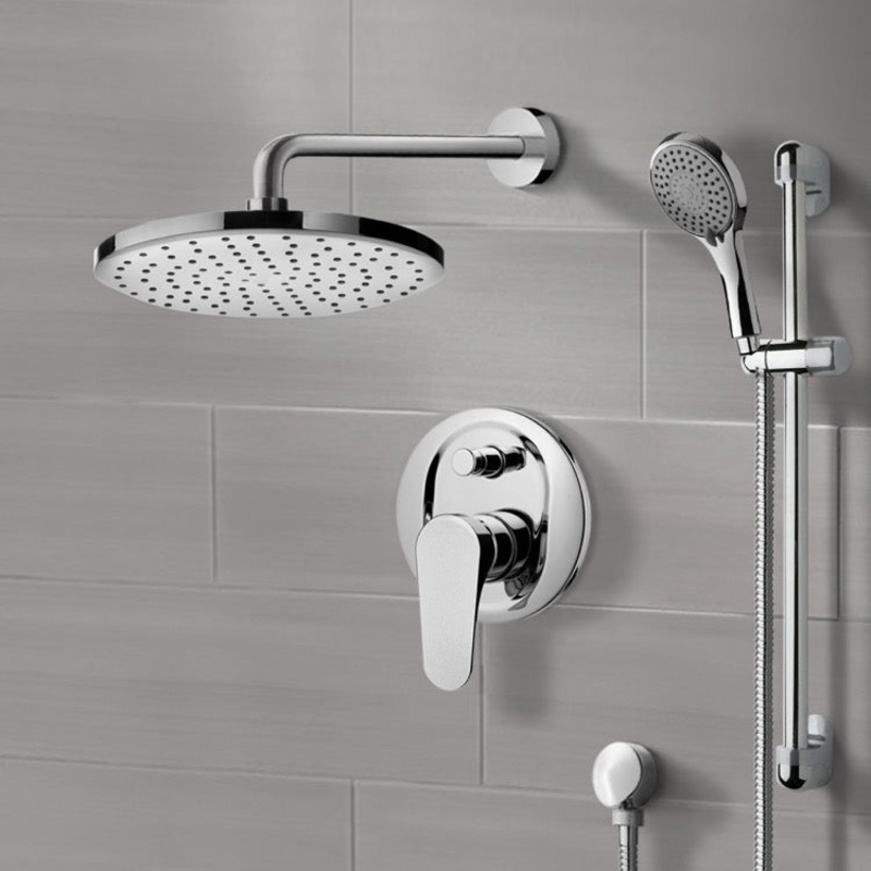Rendino Chrome Shower System with 8 Rain Shower Head and Hand Shower HX534488899