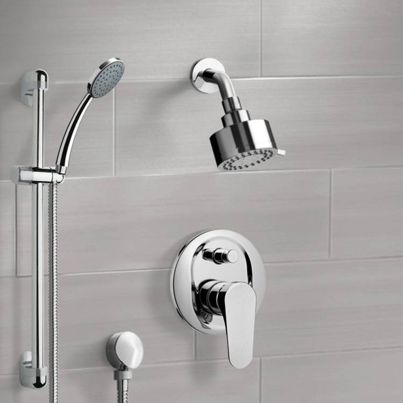 Rendino Chrome Shower System with Multi Function Shower Head and Hand Shower HX534488847