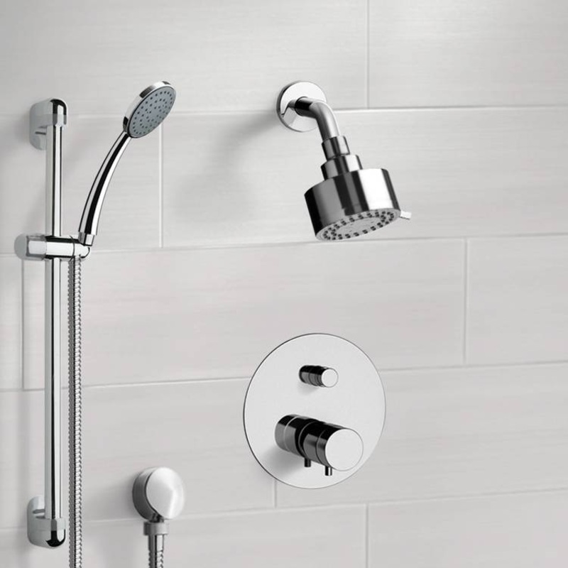 Rendino Chrome Thermostatic Shower System with Multi Function Shower Head and Hand Shower