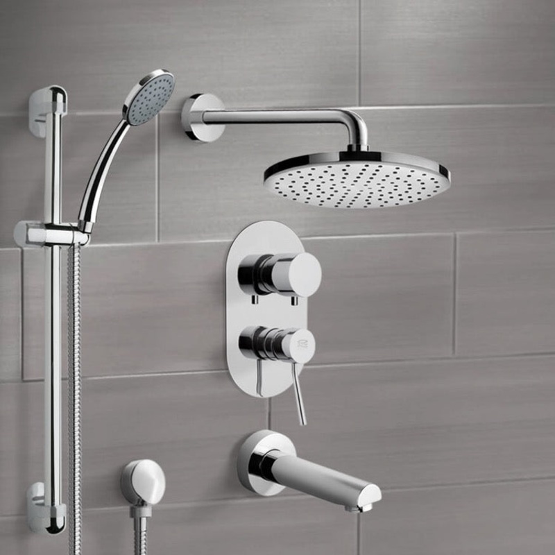 Galiano Chrome Tub and Shower System with 8 Rain Shower Head and Hand Shower HX534488493