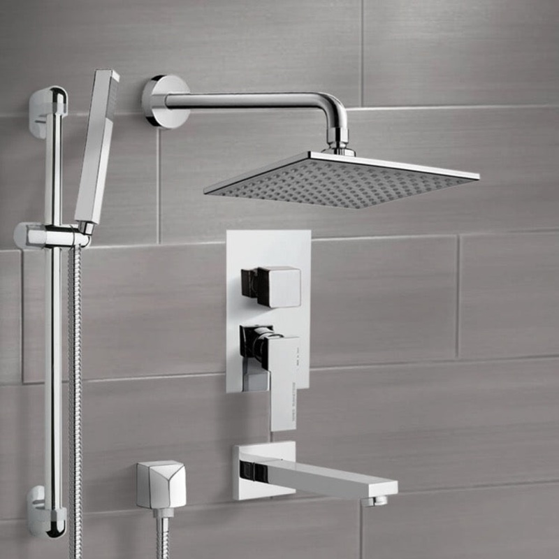 Galiano Chrome Tub and Shower System with 8 Rain Shower Head and Hand Shower HX534488498