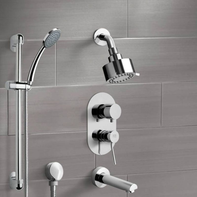 Galiano Chrome Tub and Shower System with Multi Function Shower Head and Hand Shower