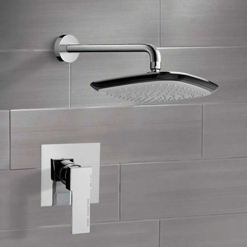 Mario Chrome Shower Faucet Set with 10 Rain Shower Head