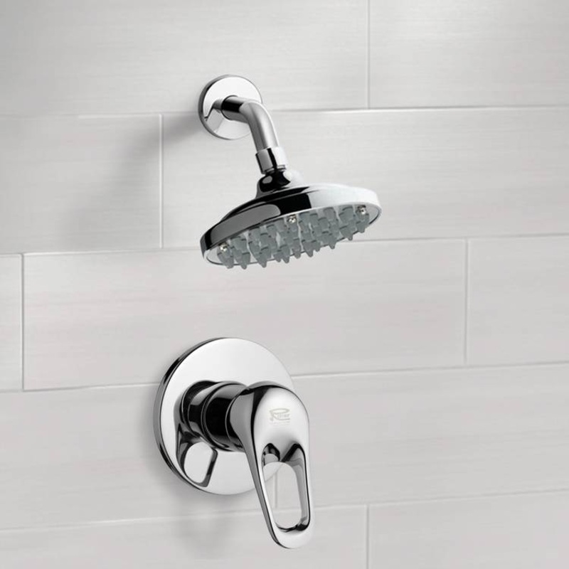 Mario Chrome Shower Faucet Set with 6 Rain Shower Head HX534488709