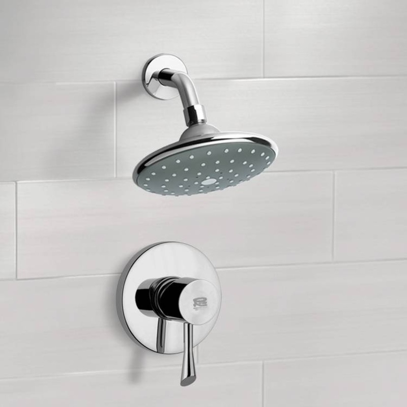 Mario Chrome Shower Faucet Set with 6 Rain Shower Head HX534488713