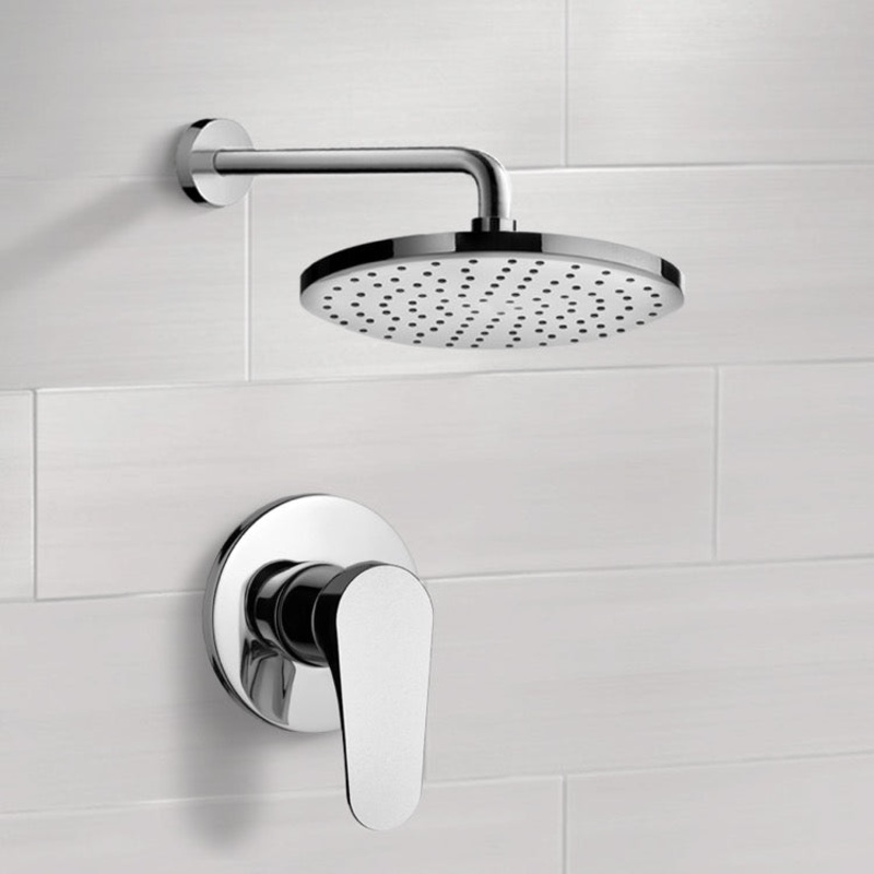 Mario Chrome Shower Faucet Set with 8 Rain Shower Head HX534488775