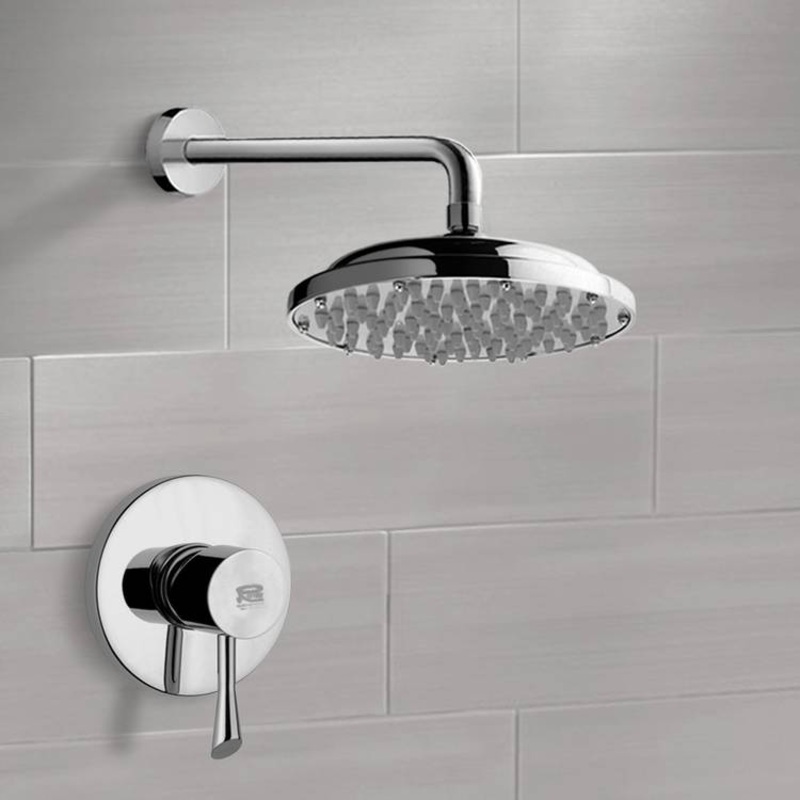 Mario Chrome Shower Faucet Set with 9 Rain Shower Head HX534488690