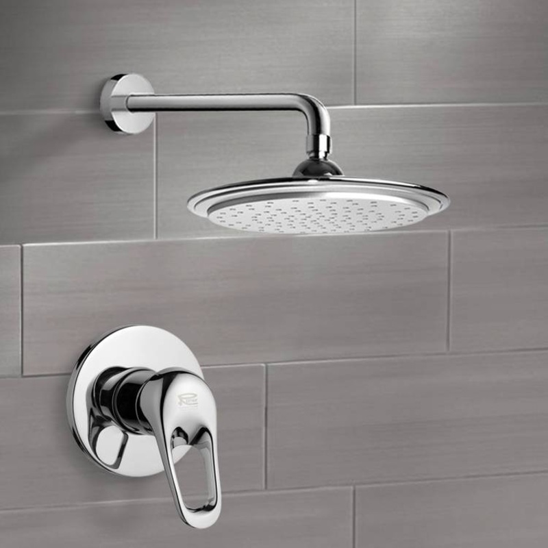 Mario Chrome Shower Faucet Set with 9 Rain Shower Head HX534488708