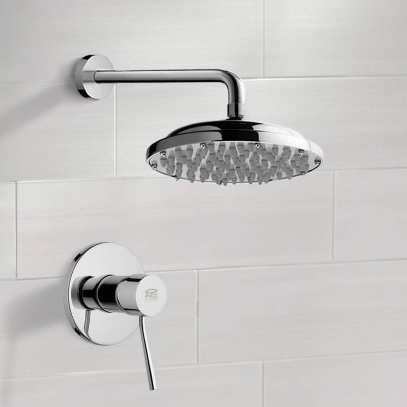 Mario Chrome Shower Faucet Set with 9 Rain Shower Head HX534488711