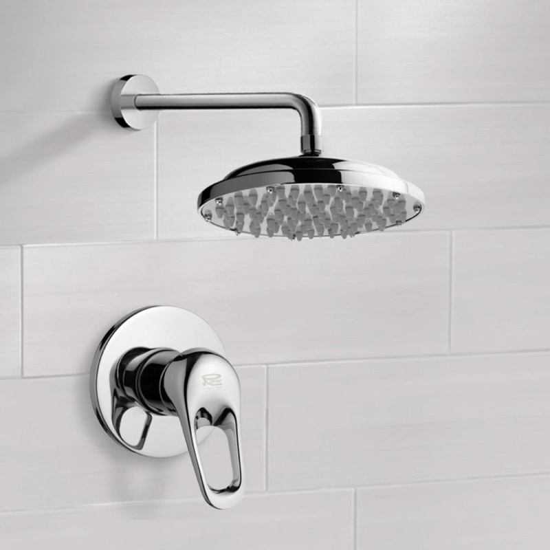 Mario Chrome Shower Faucet Set with 9 Rain Shower Head HX534488734