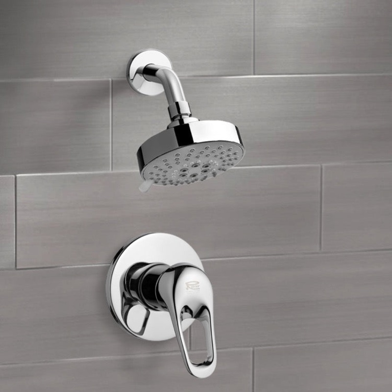 Mario Chrome Shower Faucet Set with Multi Function Shower Head HX534488741