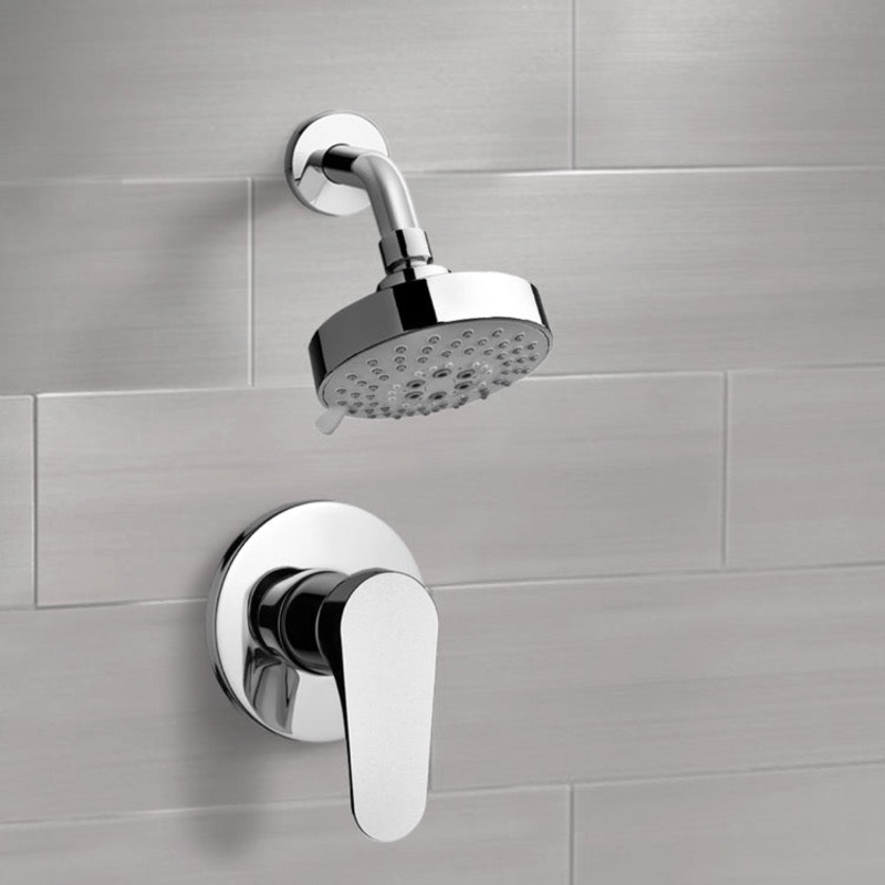 Mario Chrome Shower Faucet Set with Multi Function Shower Head HX534488751