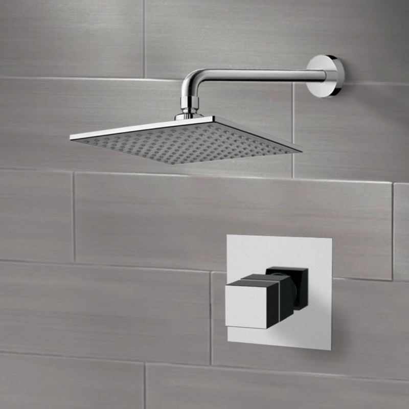 Mario Chrome Thermostatic Shower Faucet Set with 8 Rain Shower Head HX534488784