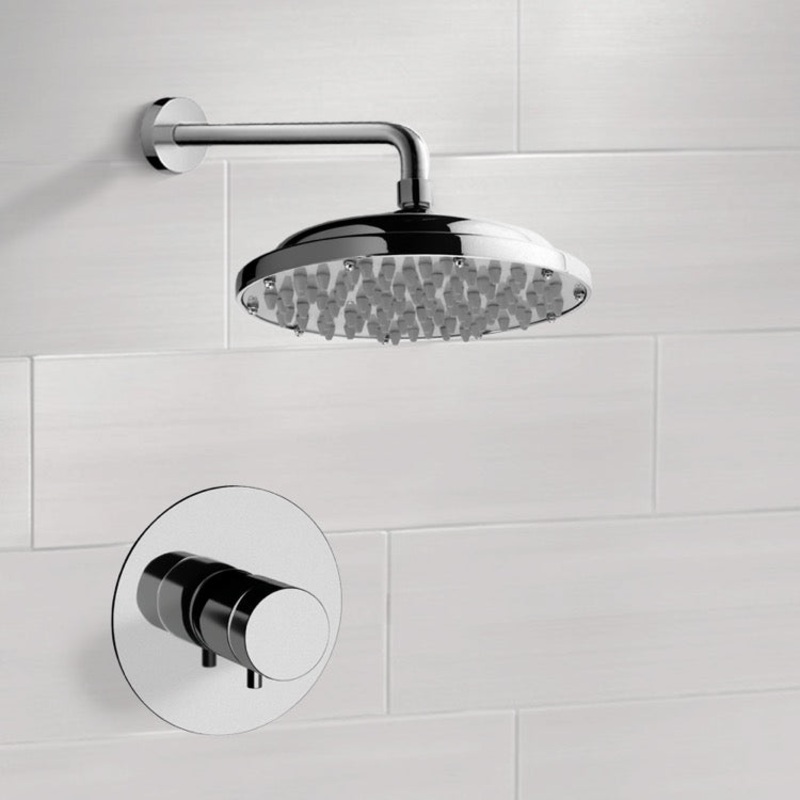 Mario Chrome Thermostatic Shower Faucet Set with 9 Rain Shower Head
