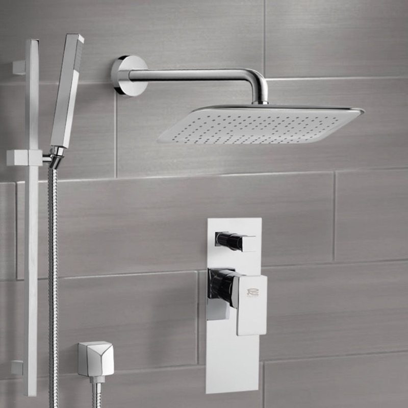 Rendino Chrome Shower System with 14 Rain Shower and Hand Shower