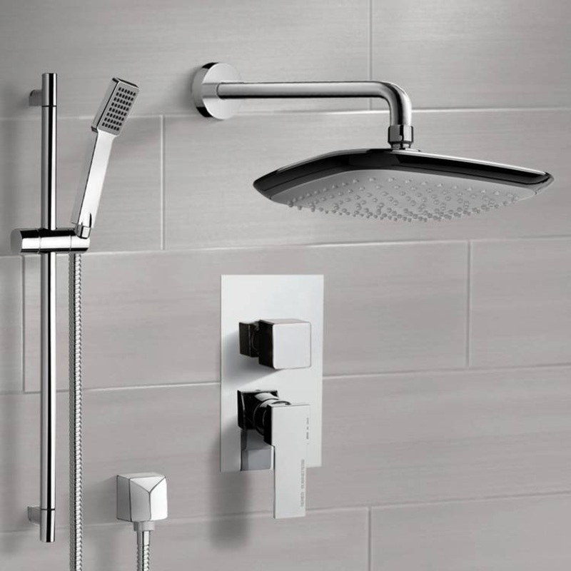 Rendino Chrome Shower System with 9 Rain Shower Head and Hand Shower HX534488541
